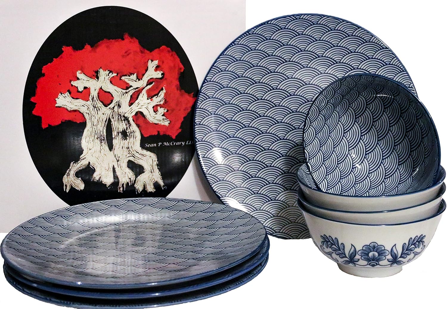 Amazon.com | Japanese Dinnerware Set Including 4 Large Bowls and 4 ...