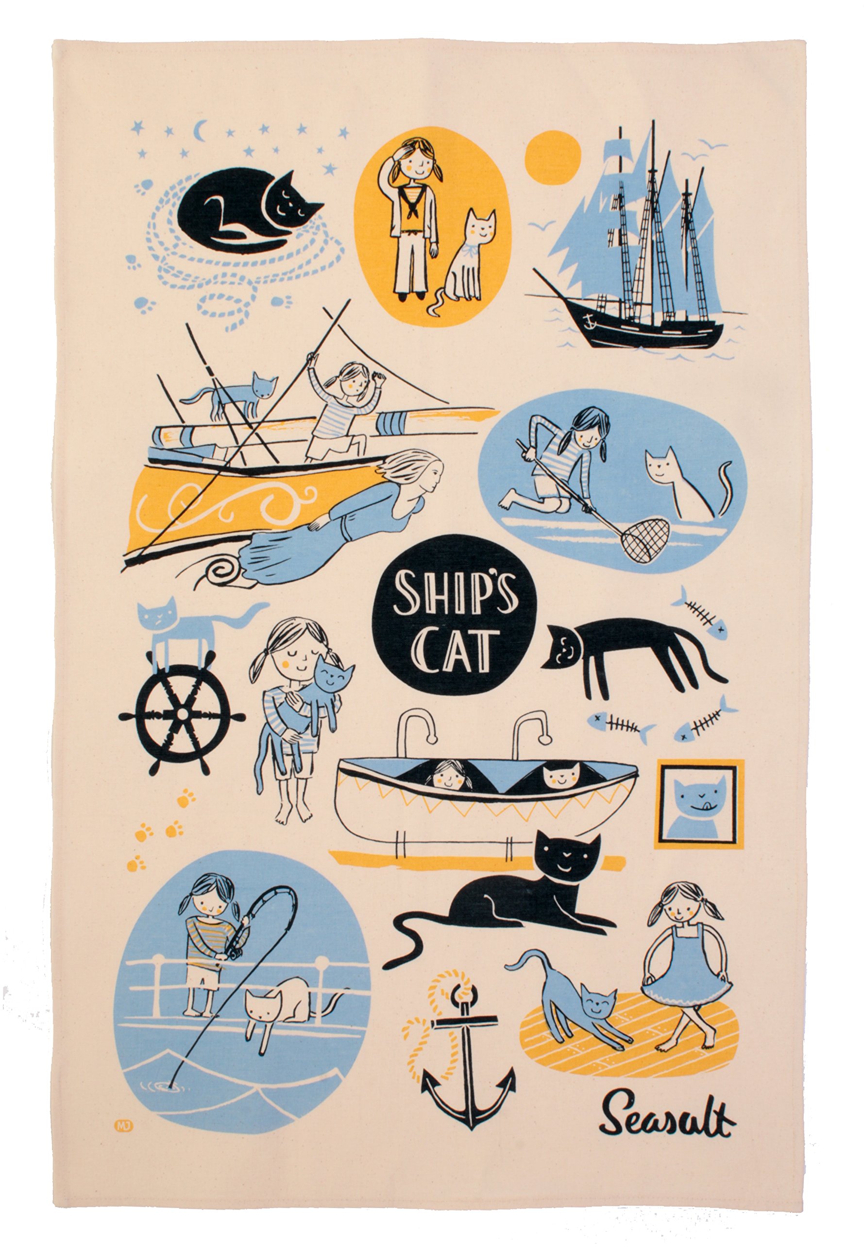 Ulster Weavers Seasalt Ships Cat And First Mate Cotton Tea Towel