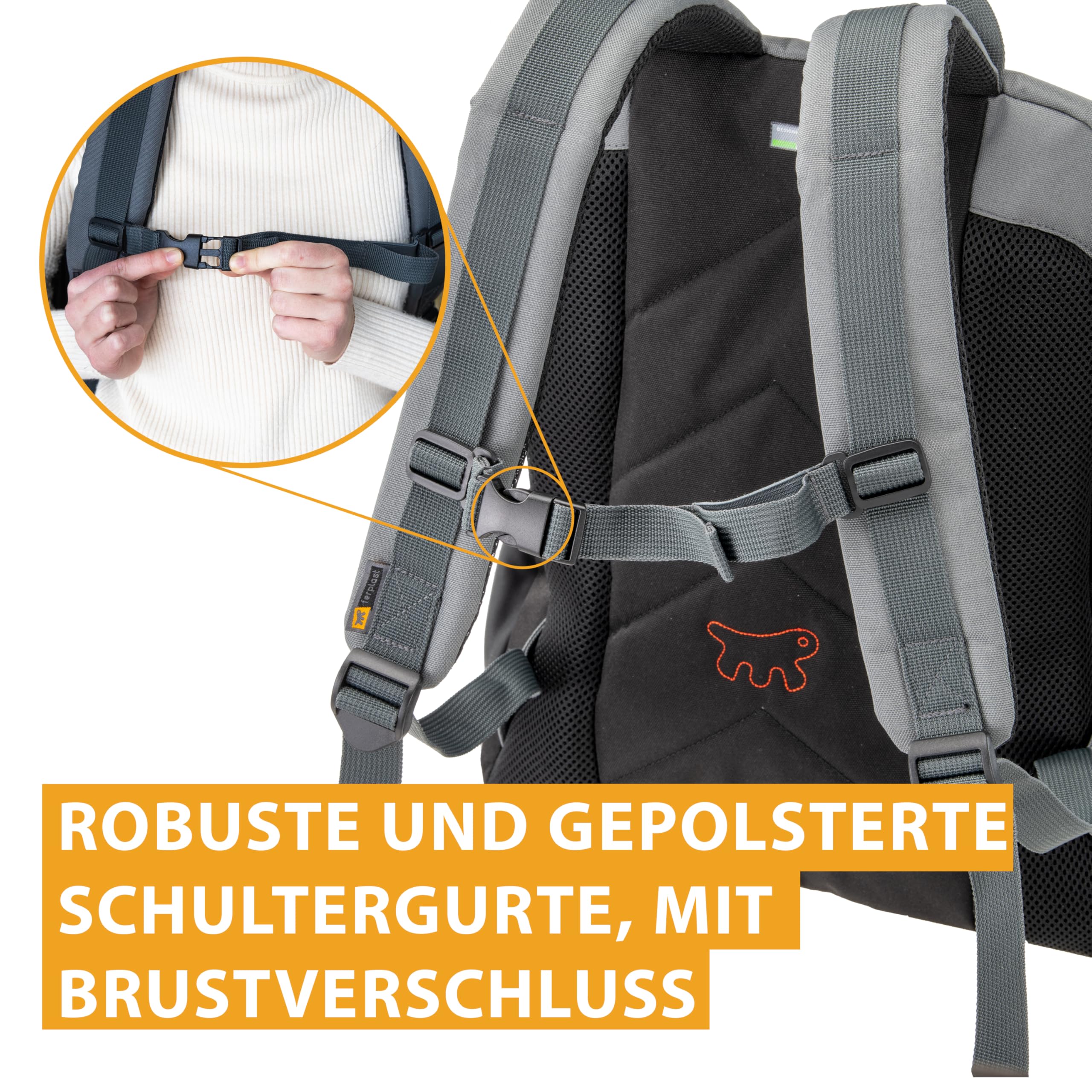 Ferplast Hunderucksack Voyager Backpack, Katzenrucksack, Hundetasche, Hundebox, Weite Öffnung, verstellbare Gurte, Sicherheitsgurt, mit Kissen, max. 10 kg, 29 x 21 x 36 H, Grau
