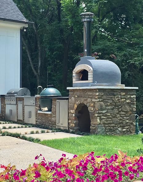 Amazon.com: Horno de pizza para exteriores, con fuego a leña, con  aislación, con arco de ladrillo y chimenea. : Patio, Césped y Jardín