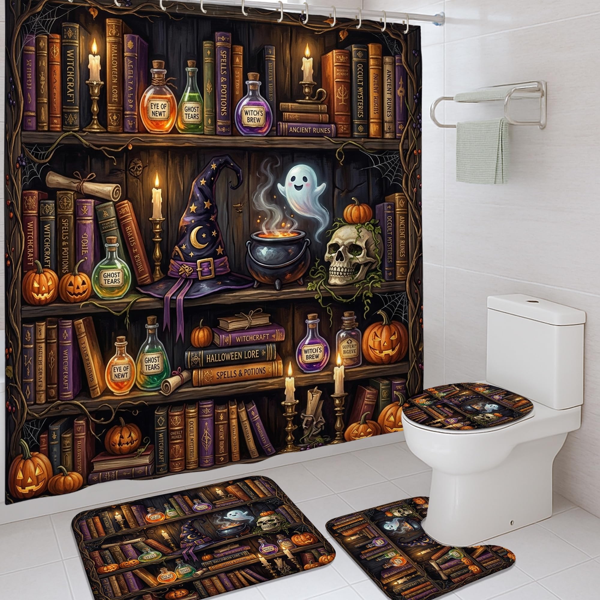 Rideau de douche orange 183x183 et tapis de bain pour rafraîchir la décoration d'un appartement