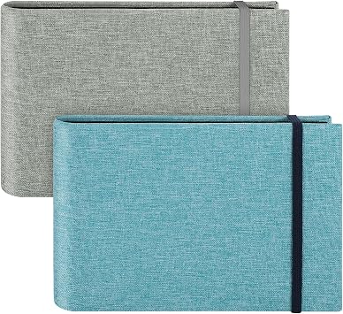 2 Pack Small Photo Albums, 6x4 Slip In Photo Albums 200 Photos Mini Flip Photo Book Album Portable Linen Cover Memory Book with Linen Cover for Baby Wedding Holiday Family Birthday TravelSilver,Blue
