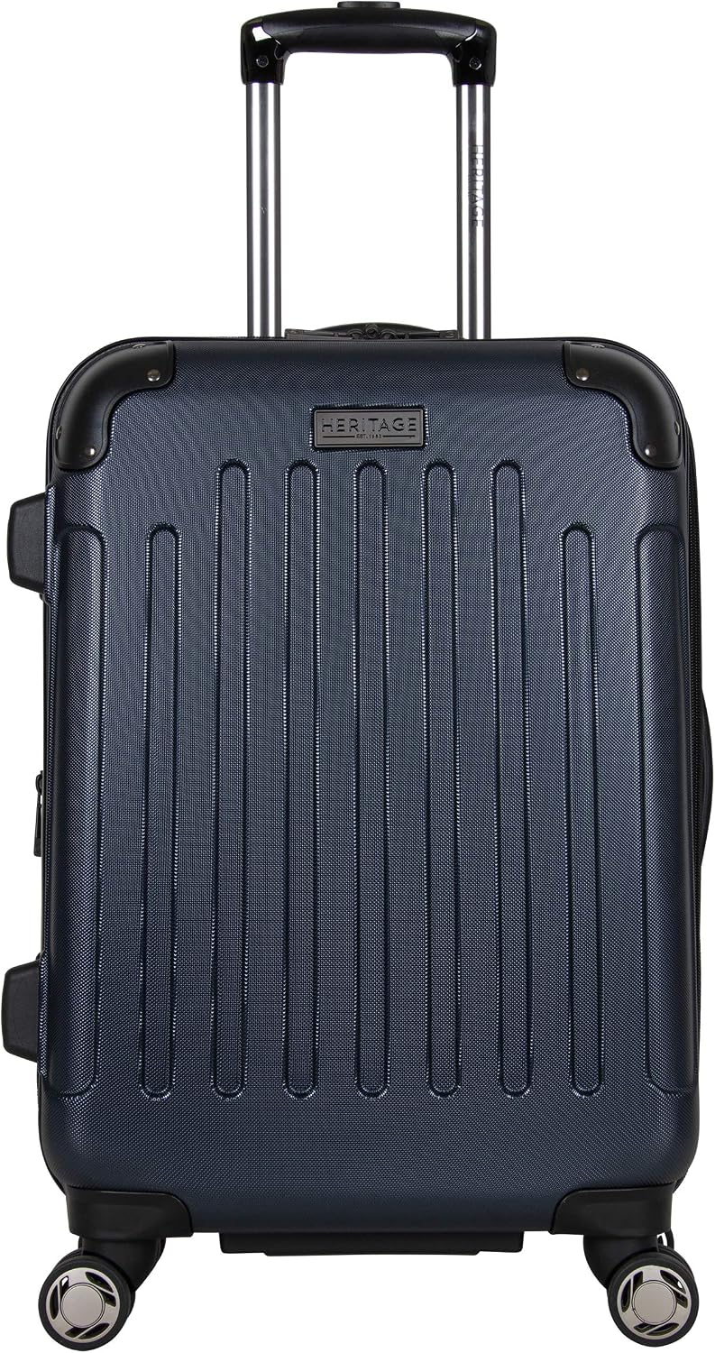 Heritage Travelware Logan Square 20" Lightweight Hardside Expandable 8-Wheel Spinner Carry-On Suitcase, Navy