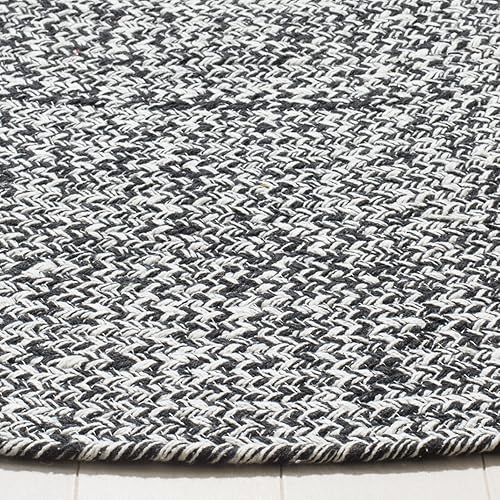 Miniatura 2 de SAFAVIEH Alfombra trenzada Collection de 3 pies, redonda, marfil y negro, hecha a mano rústica de algodón reversible, ideal para zonas de alto