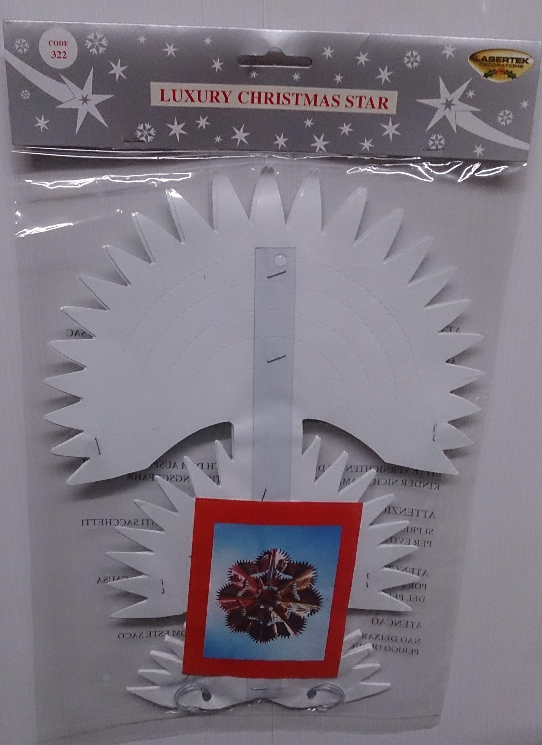 5x Luxury Christmas Star/Snowflake White Xmas