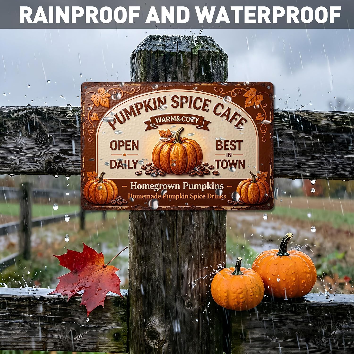 Pumpkin Spice Cafe Sign, Warm & Cozy Coffee Bar Decor, 8x12 image 4