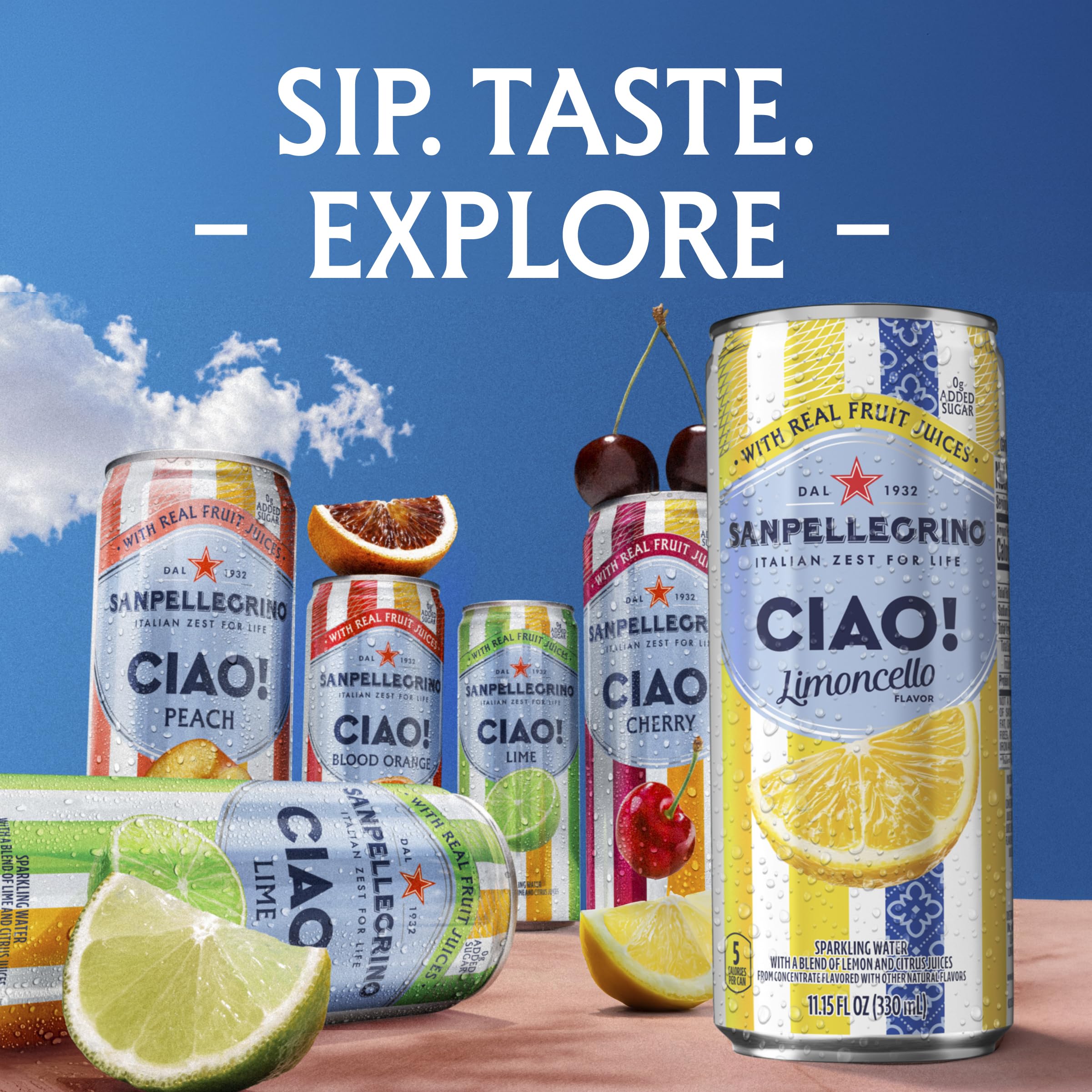Sanpellegrino CIAO Flavored Sparkling Water, Low Calorie Italian Sparkling Water Variety Pack, Build Your Own Variety Pack, 12-Pack