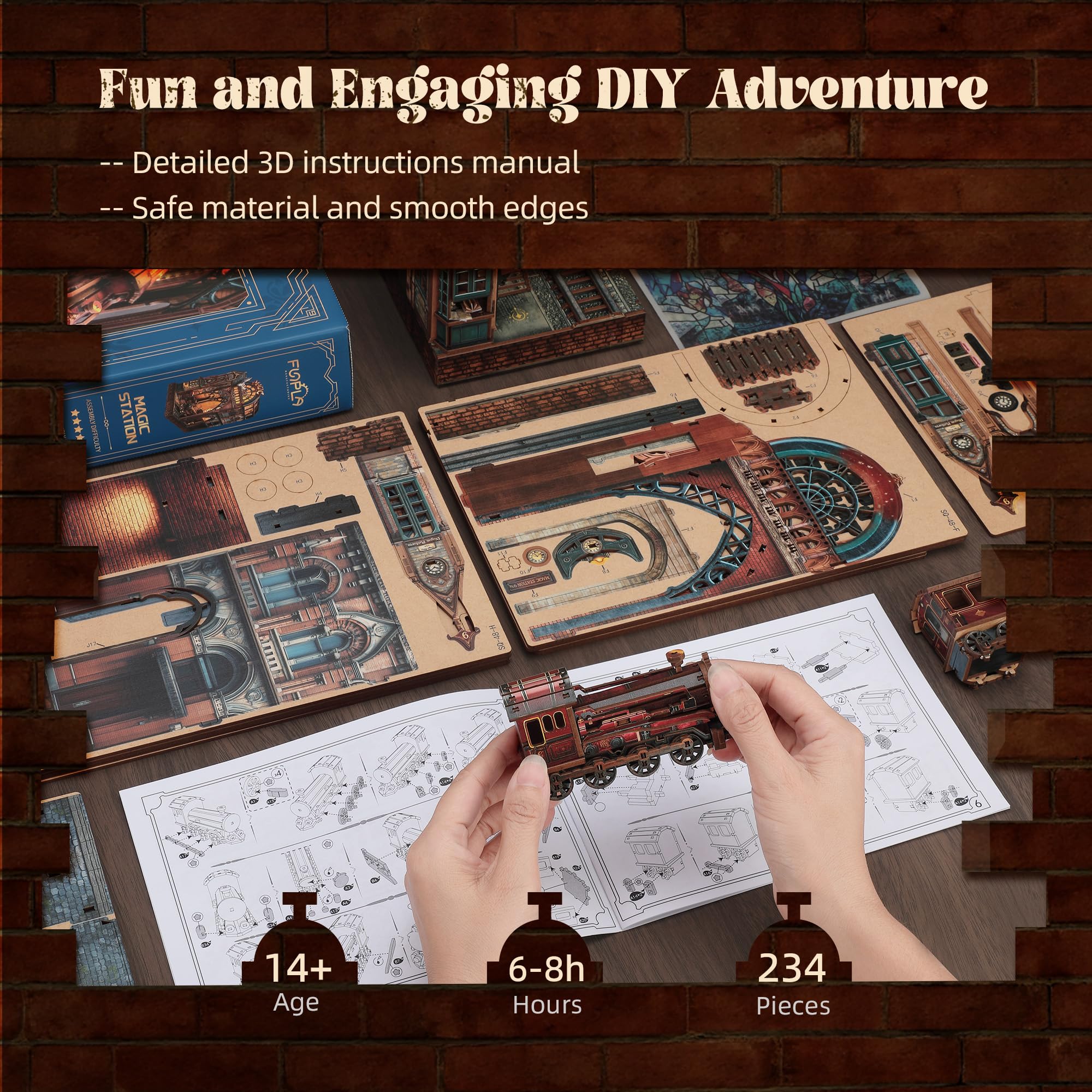 FUNPOLA LED 3D Puzzle Magic Station Book Nook Kit - Image 4
