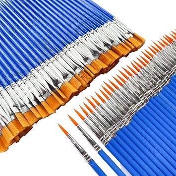 60 Pcs Paint Brushes for Kids, Students/Teens/Beginners,Watercolor/Oil/Acrylic Paint Brush Set for Art Class Painting,Short Plastic Handle Small Paintbrushes