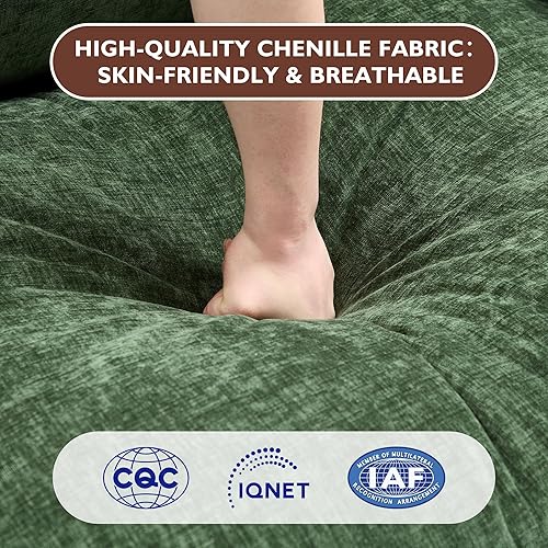 Miniatura 5 de Ihanherry 111.4" L Shaped Modern Sofa Modular Sectional Cloud Couch with Ottoman, 4-Seat Chenille Deep Seat Sofa with Pillow for Living Room,