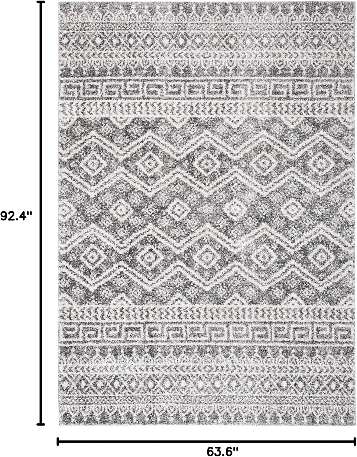 SAFAVIEH Tunisia Collection Area Rug - 5'3" x 7'7", Black & Ivory, Moroccan Tribal Design, Non-Shedding & Easy Care, Ideal for High Traffic Areas in Living Room, Bedroom (TUN737Z)