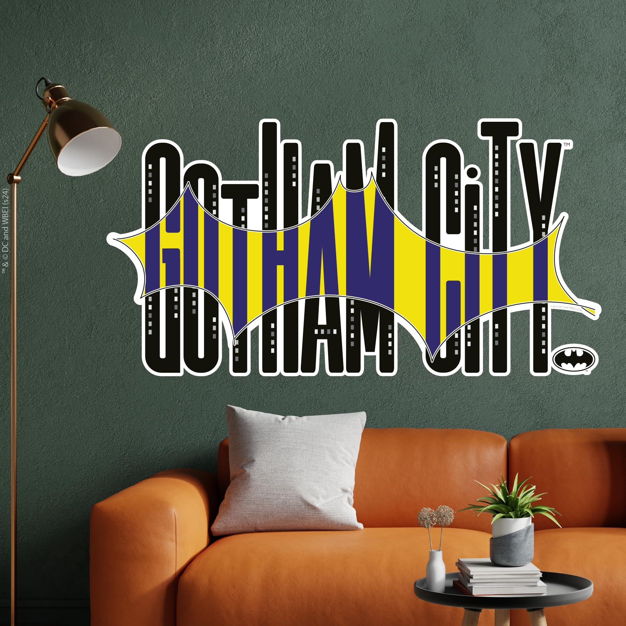 Themed Black Batman™ Wall Sticker - Gotham City Logo Wall Decal Dc Superhero Art (90Cm Width X 45Cm Height)