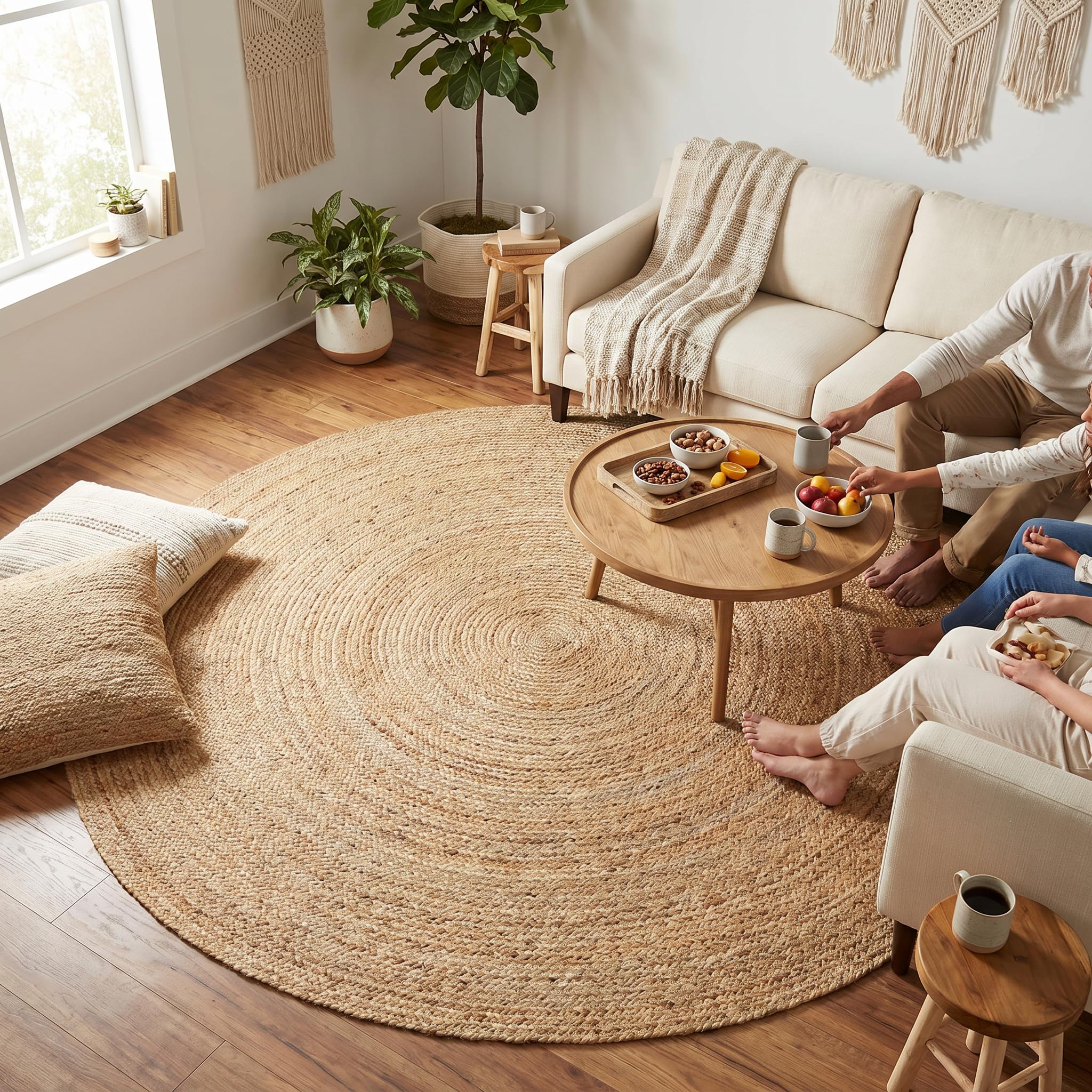 Amazon.com: Jute Braided Area Rug, Natural - 8 Feet Round, Boho