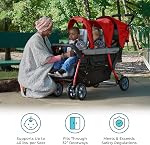Gaggle by Foundations Sport Trio | 3 Seat Stroller | Triple Stroller for Infant and 2 Toddlers | Lightweight Tandem Triple Seater Foot Brake | Shock-Absorbing All-Terrain Wheels | Easy Folding | Red