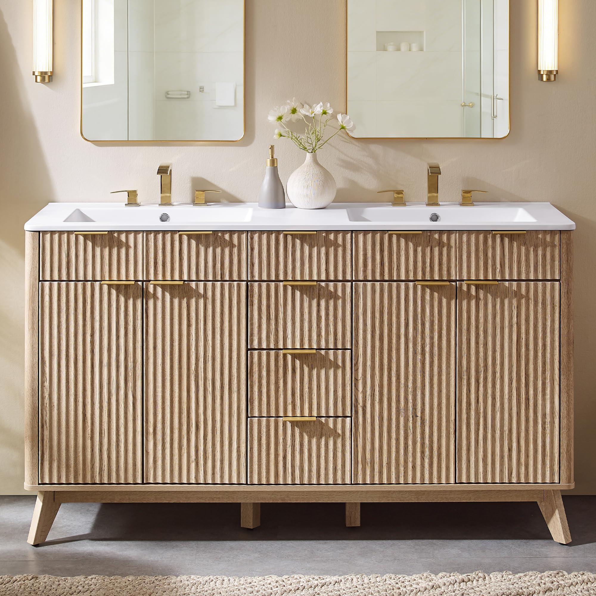 T4TREAM 60-inch Fluted Bathroom Vanity