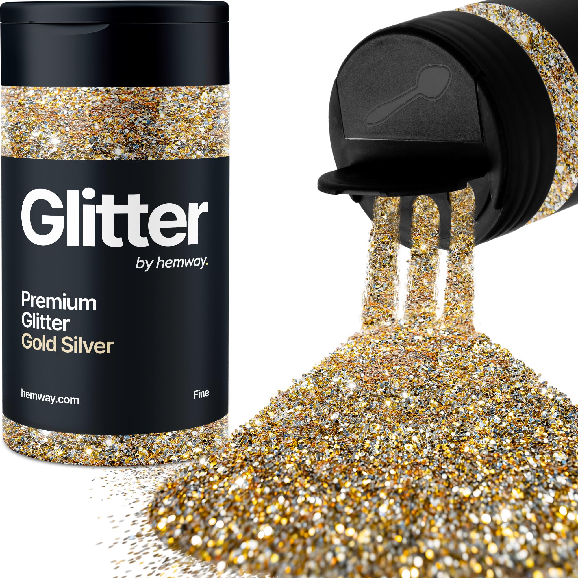 Gold Silver Glitter Shaker, 130g Fine Glitter, Crafts 1/64" Metallic Flake Gold Silver Sequins, Resin & Epoxy Crafts