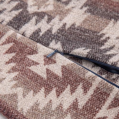 Miniatura 10 de Paseo Road by HiEnd Accents  Almohada lumbar occidental de mezcla de lana Taos, 14 x 42 pulgadas, estampado geométrico marrón, patrón azteca, estilo