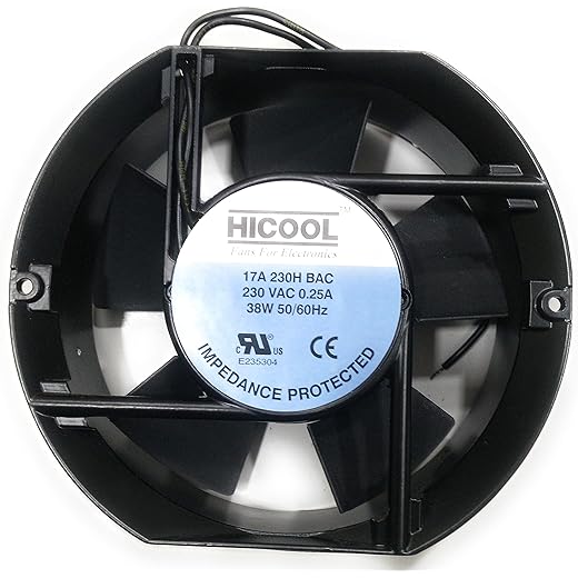 HICOOL AC Compact Round computer Exhaust Fan (172 x 150 x 51 mm), Black