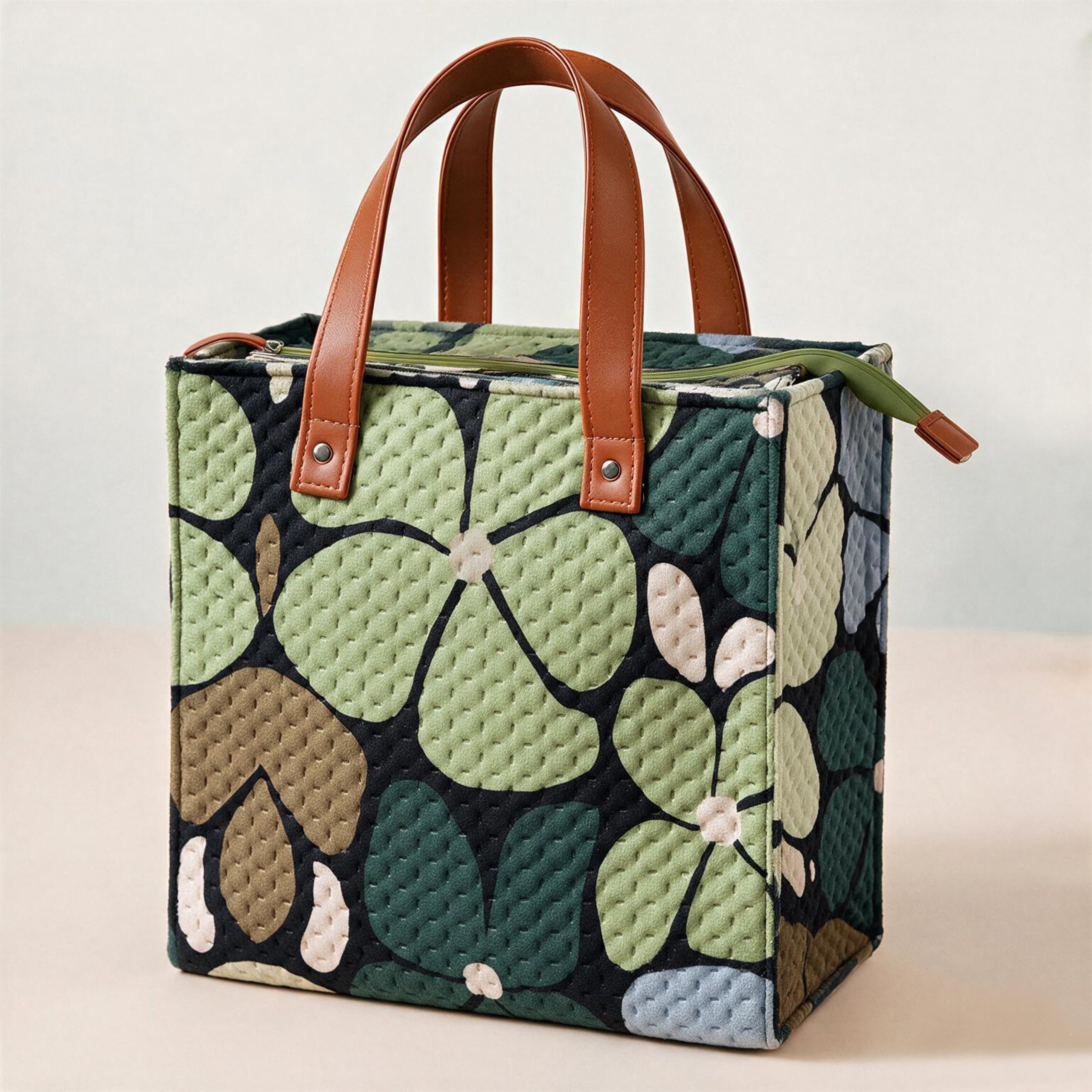 Velvet Quilted Lunch Bag - Waterproof & Stylish -11 Velvet Quilted Lunch Bag - Waterproof & Stylish -11