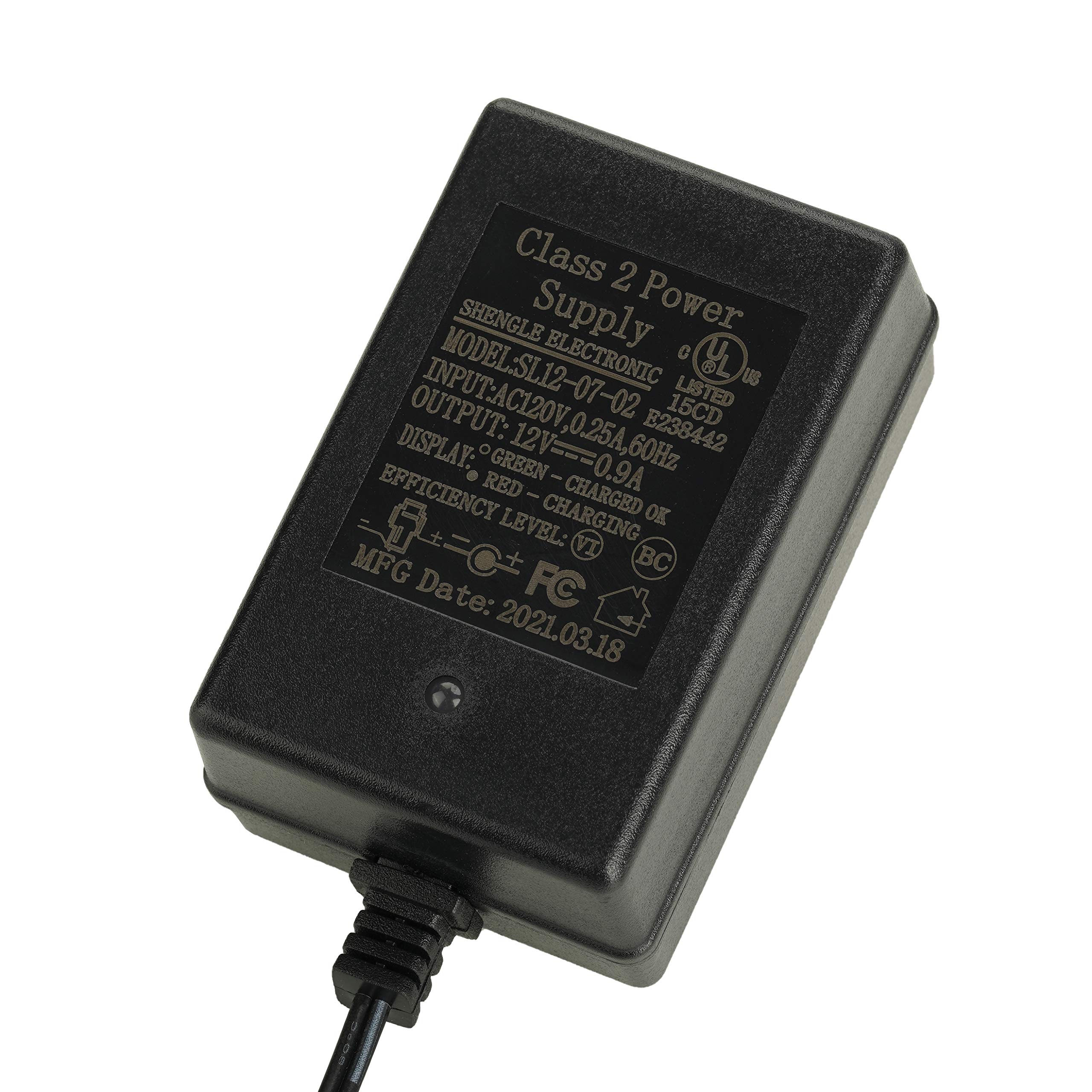 SHENGLE 12 Volt Kids Battery Powered Ride On Car Charger, 12V 0.9A SL12-07-02 Charger for Electric Car Riding Toy Battery Power Adapter Square Plug