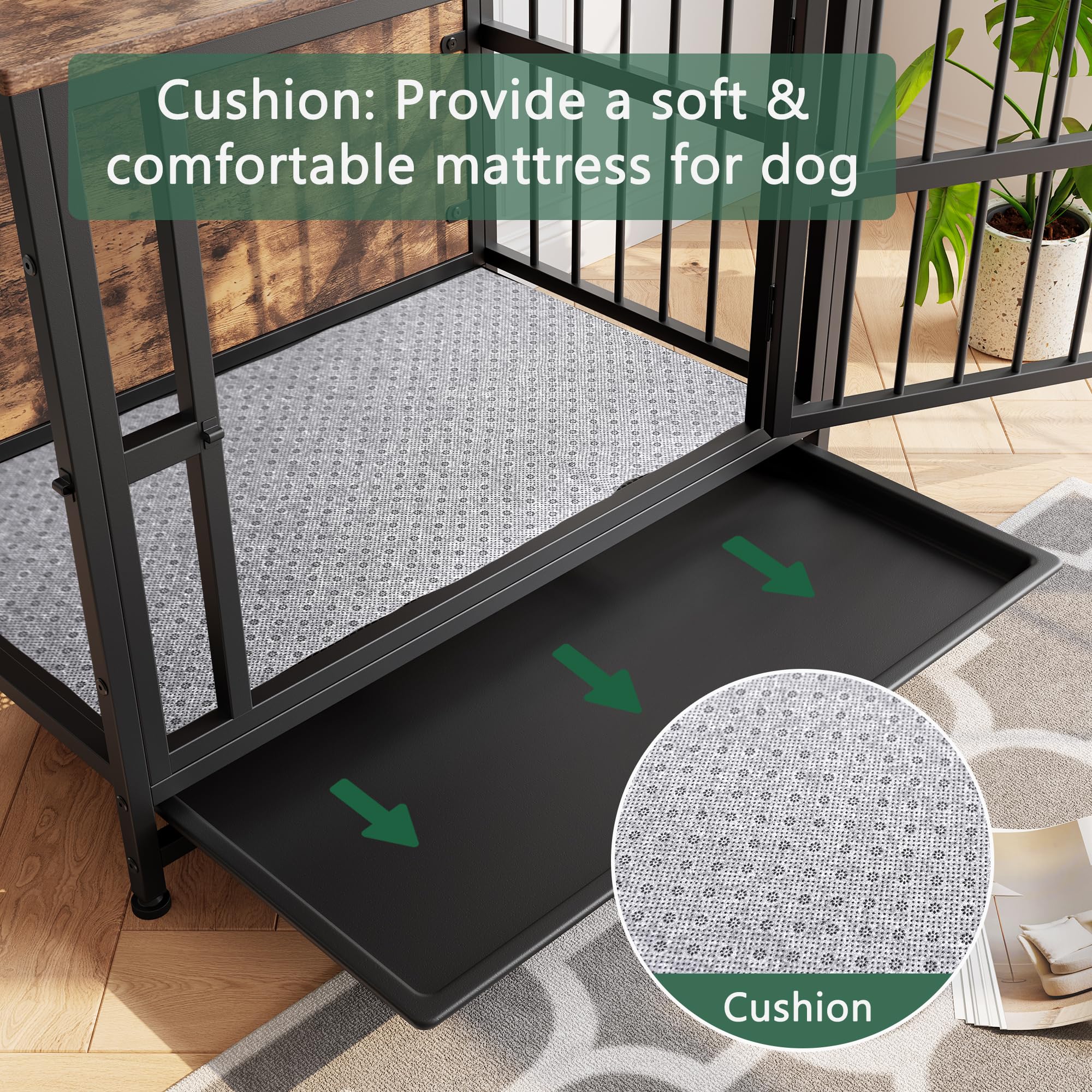 Hundekäfig Möbel, Hundebox für Zuhause Mittlere Hunde,Beistelltisch, Hundehütte Indoor, Hochbelastbar Hundehaus für Zuhause, Herausnehmbares Tablett, 2 Türen,Dog Crate Furniture