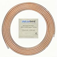 Vista 31 de BELLA BAYS Tubo de cobre de 1/4 de pulgada de diámetro exterior x 0.195 pulgadas de diámetro interior x 100 pies, 99.9% C12200 ASTM B280 Tubería ACR