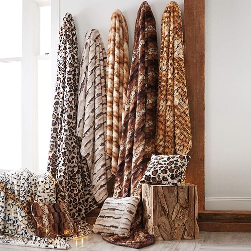 Miniatura 2 de BrylaneHome Manta de piel sintética con estampado de animales, tamaño King, estampado de tigre