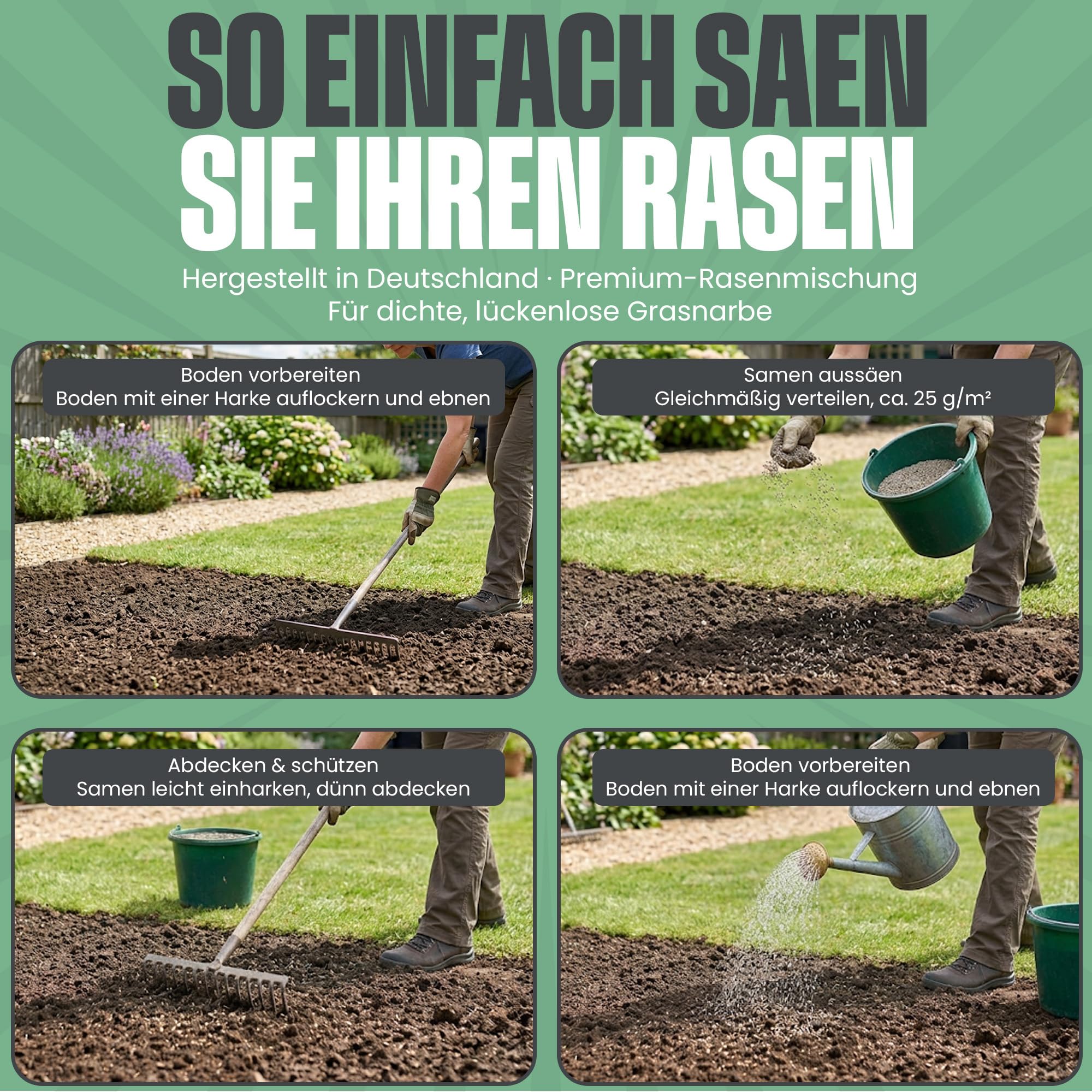 GroundMaster Semillas de césped para jardín resistente y duradero de primera calidad. Disponible en varios tamaños.