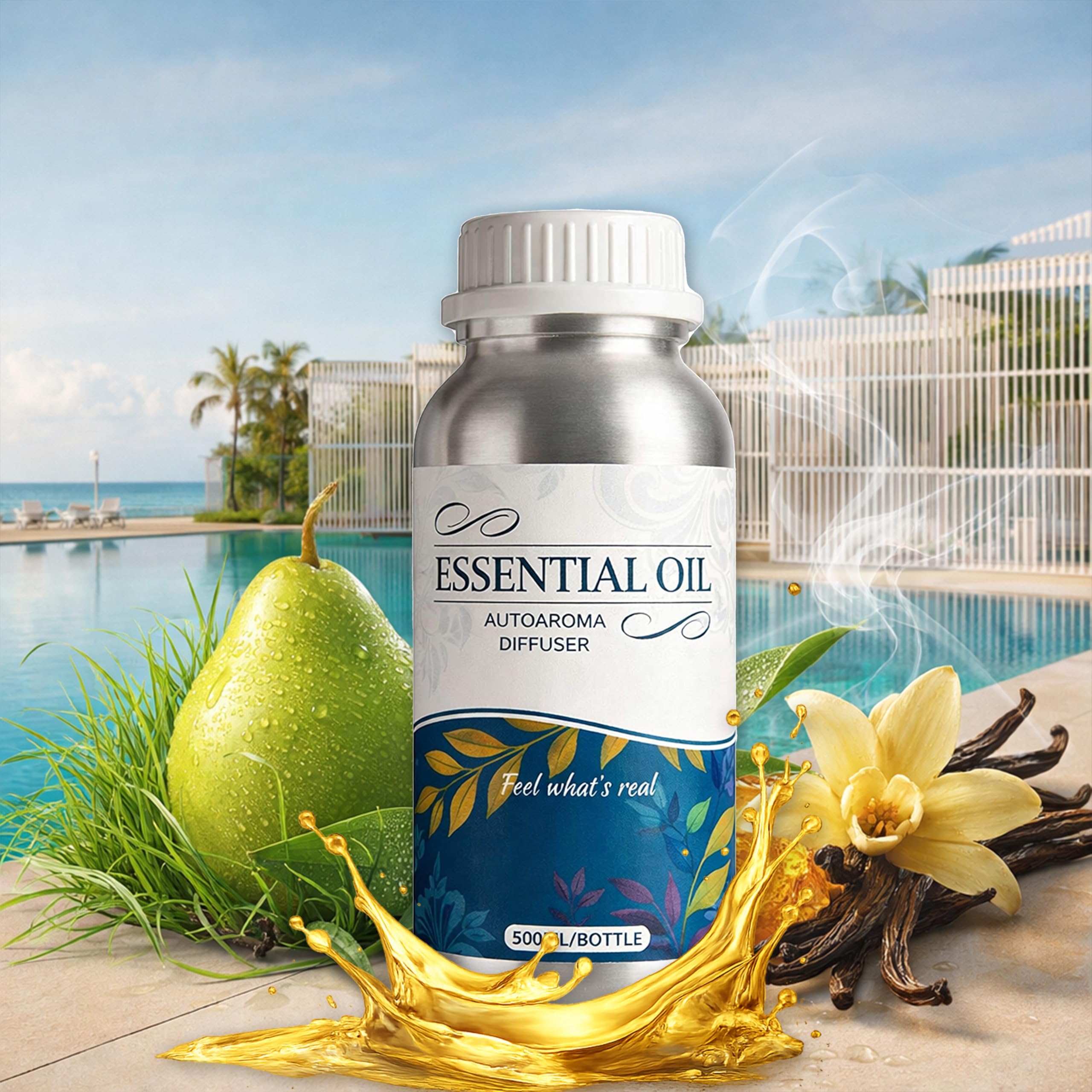 Alma Ätherisches Öl W Hotel – Nachfüllung für Diffusor – Birne und Moschus · 500 ml – Aromatische Raumduft-Atmosphäre – Birne, Gras, Maiglöckchen und grüner Tee – Flüssige Nachfüllung 500 ml