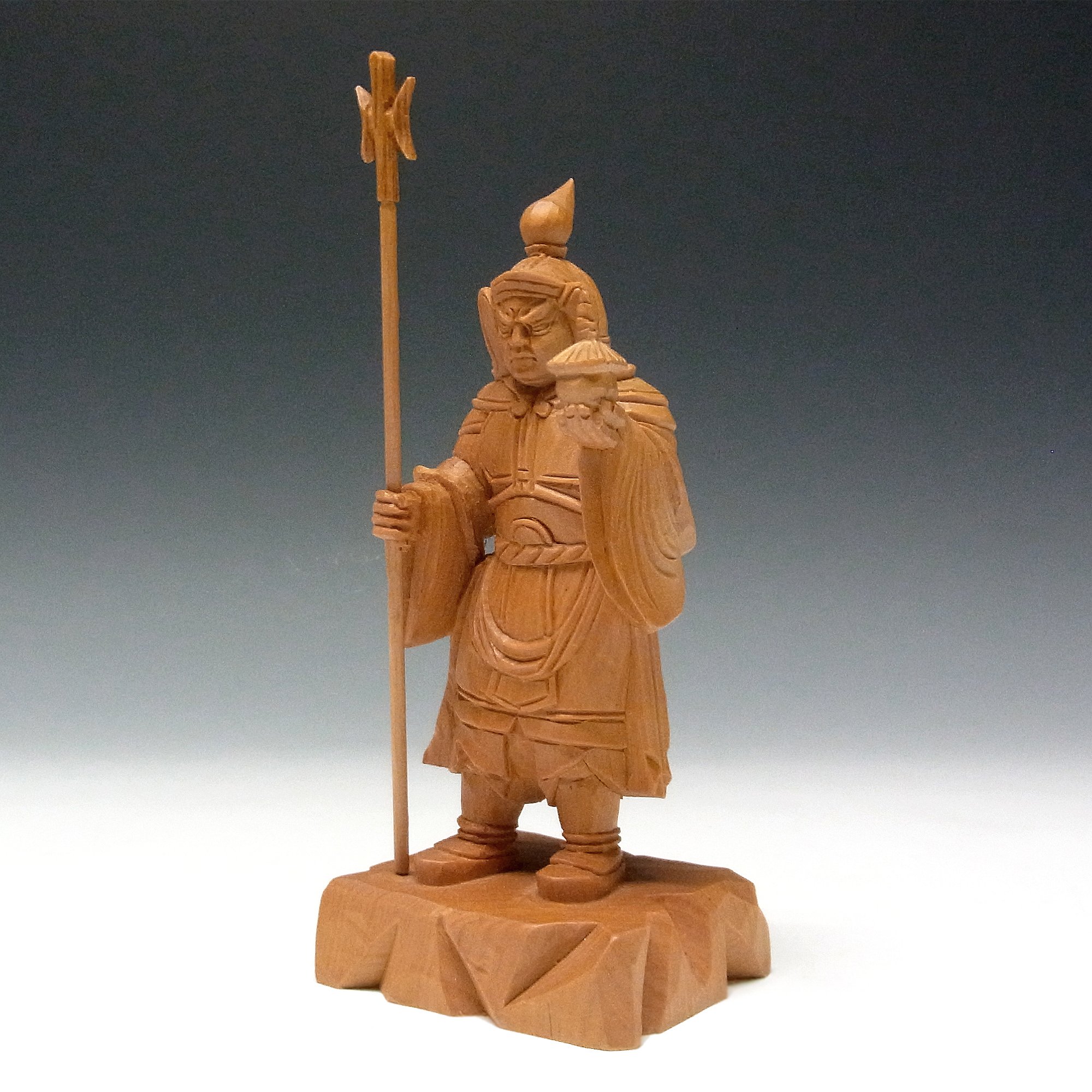 Amazon | 木曽桧 毘沙門天像 木彫り 仏像[国内仏師作品] | Ryusho