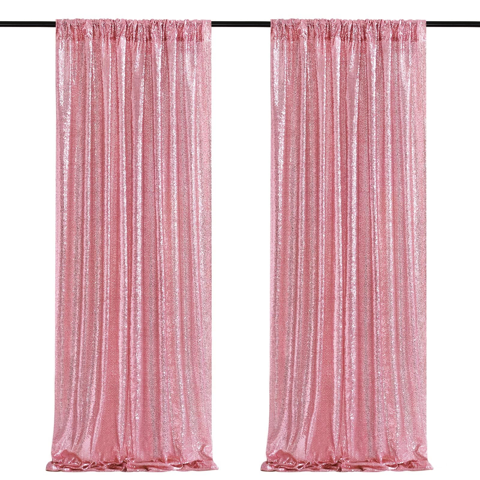2 Pieces Gold Sequin Backdrop Curtain Panels Stage 2FTx8FT Party Wedding Background Drapes — view 21