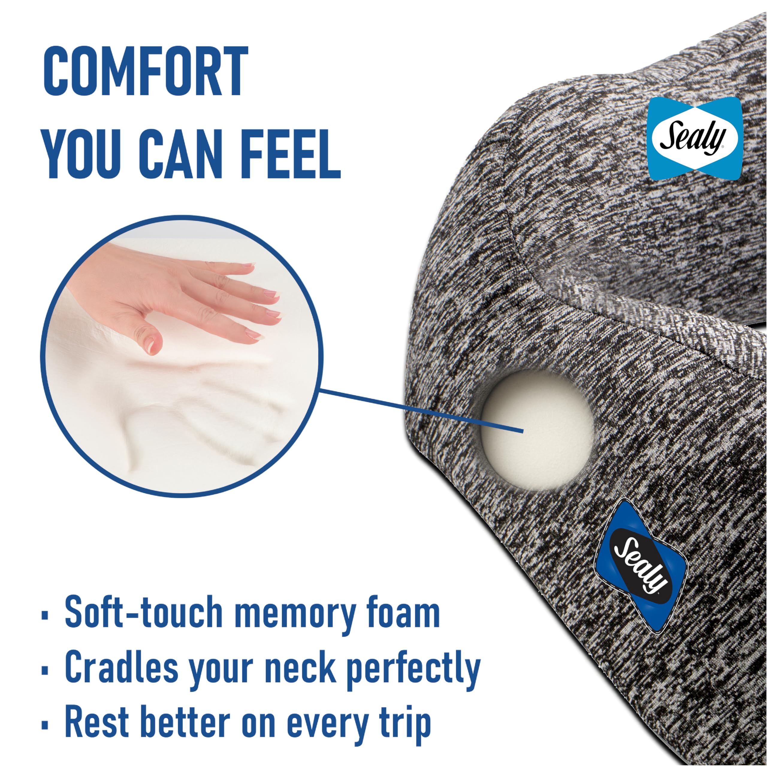 Amazon.com: Sealy Travel Pillow – Airplane Pillow for Neck Support