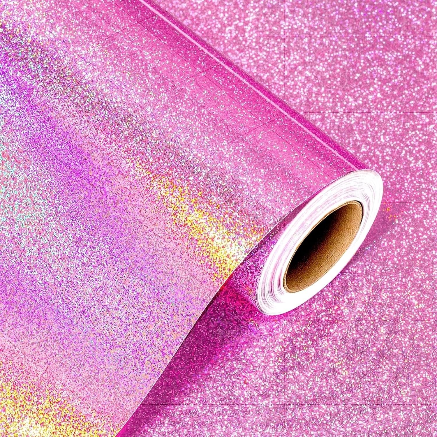 Wikadlik Pink Wrapping Paper, Holographic Point Gift Wrap Paper for Valentines Day, Mothers Day, Birthday, Wedding, Anniversary, Christmas - 43cm x 10m โ image 1