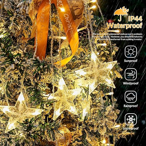 Miniatura 5 de YOUNGAR Luces de carámbano de estrellas, luces de cortina de estrellas más jóvenes, 11.5 pies, 118 luces LED colgantes para techo del hogar,