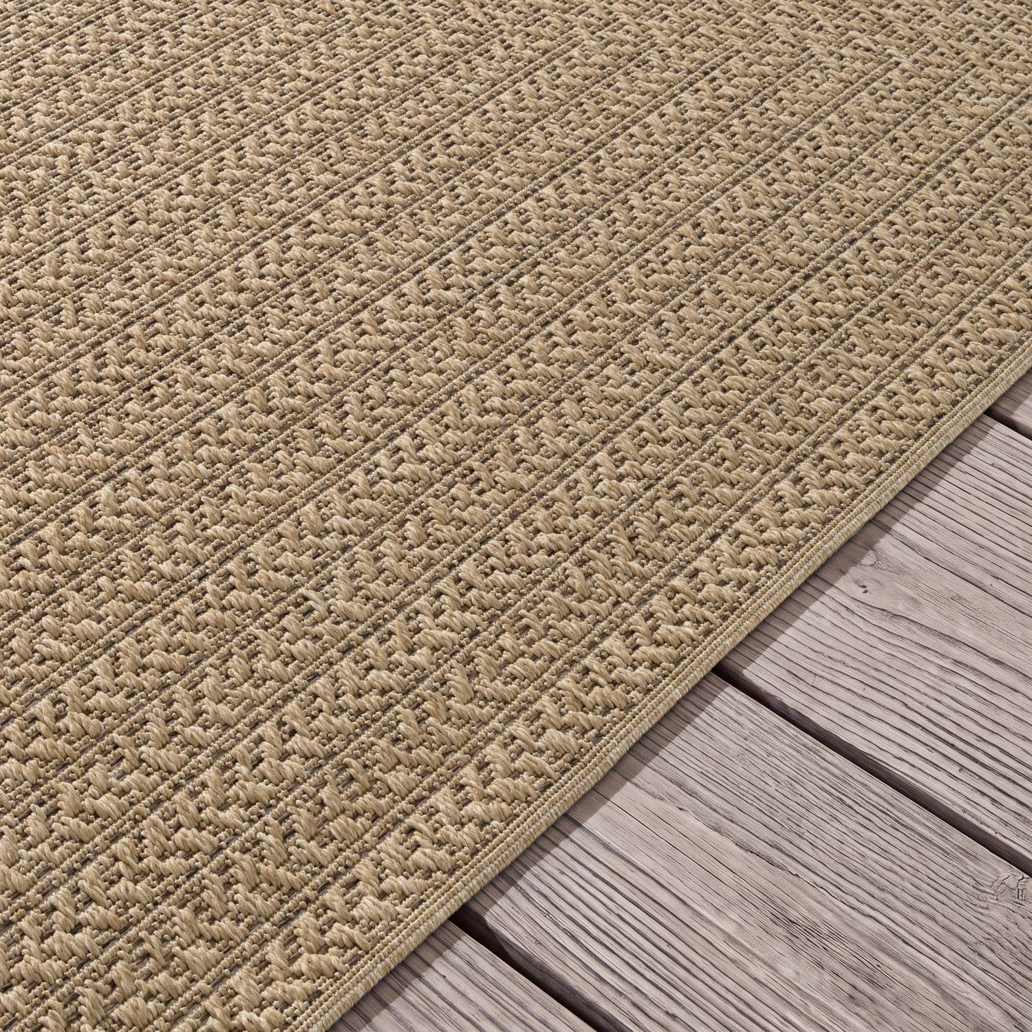 TT Home Outdoor Teppich Wetterfest Garten Schlafzimmer Flur Natürlicher Sisal Look Geometrisches Boho Design Modern Unifarben, Größe:240x340 cm
