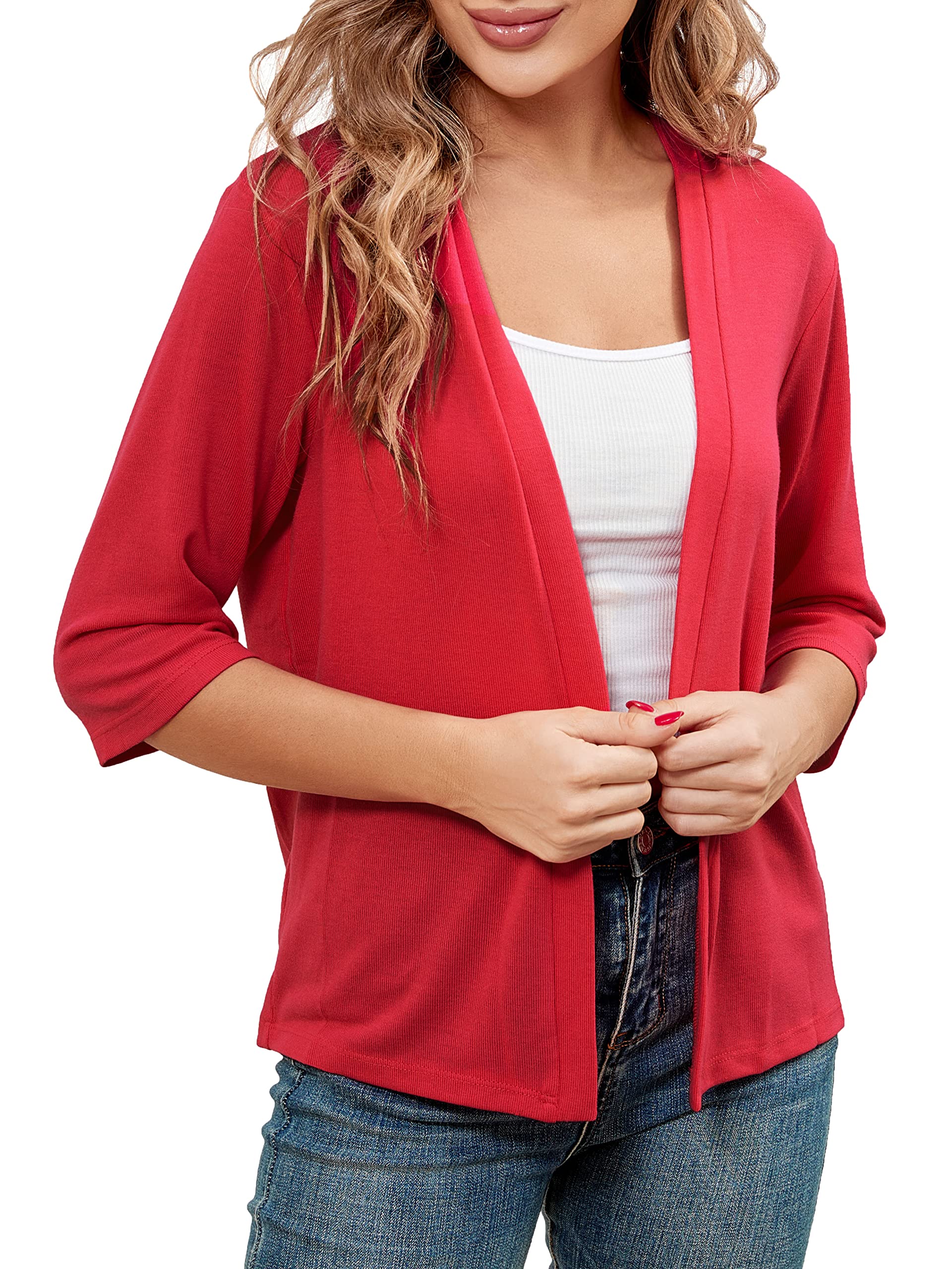 BENANCY Women 3/4 Sleeves Bolero Shrugs Open Front Lightweight Cardigan