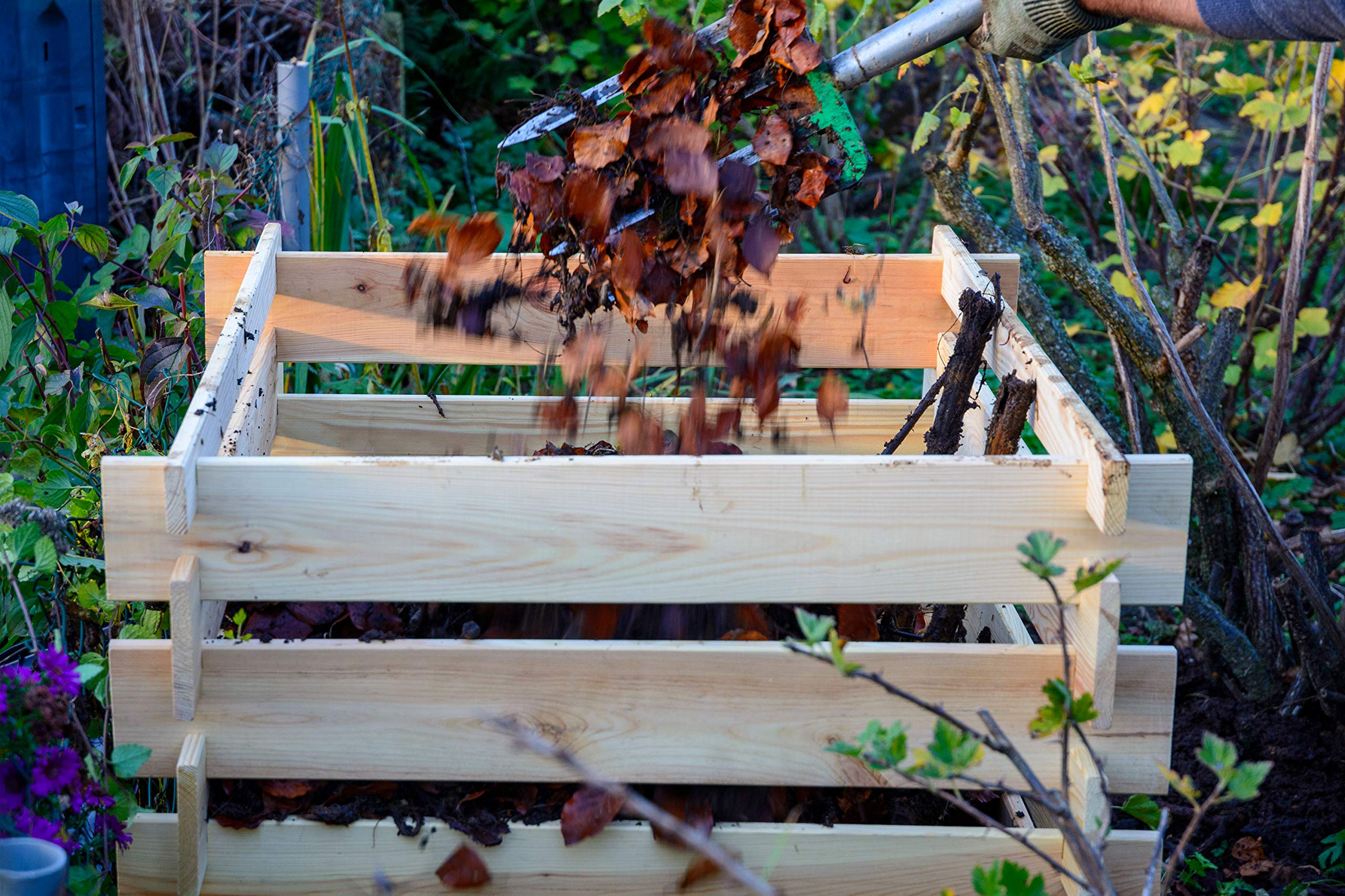 dobar® Green Label 58600FSCe Compostiera Stecki | Contenitore quadrato in legno massello | Compostiera da giardino 320 l | Kit | 78 x 78 x 78 cm |