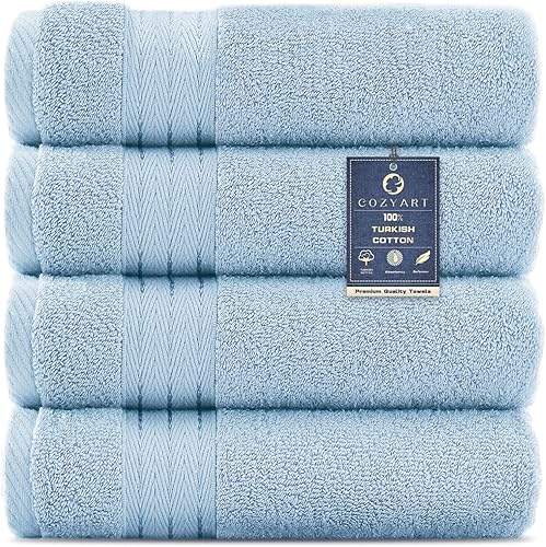 Miniatura 22 de COZYART - Juego de 6 toallas de baño de algodón turco, color verde salvia, gruesas suaves absorbentes duraderas, 19.17 oz/yd², incluye 2 toallas