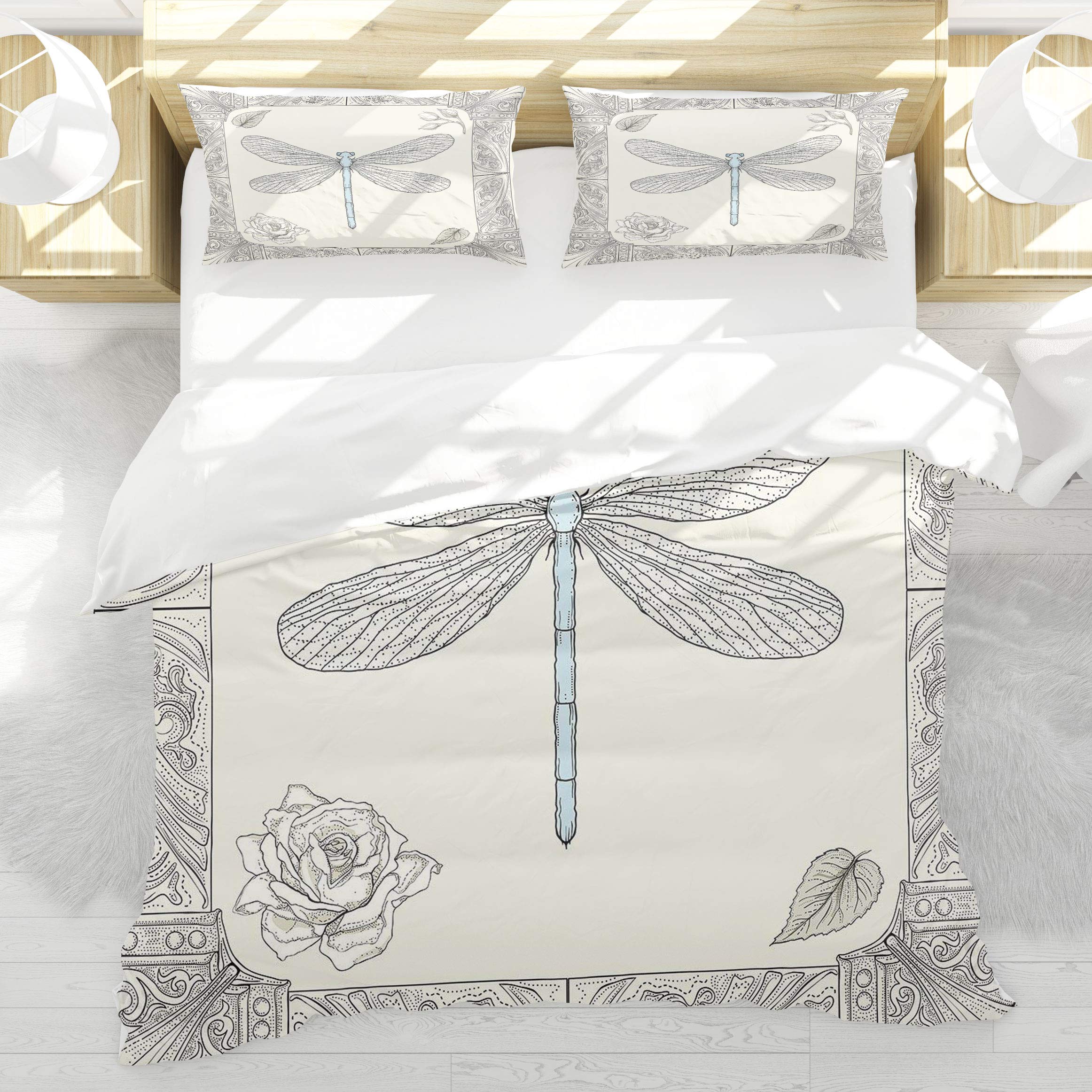 Housse de couette 140x200cm style royal résistant aux lavages avec ses 2 taies d'oreiller