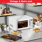 Galanz GLCMKZ11WER10 Four à micro-ondes de comptoir rétro avec cuisinière automatique & Réchauffer, Défroster, Fonctions de démarrage rapide, Facile à nettoyer avec une platine en verre, Poignée de traction 1.1 Cu. Ft, blanc