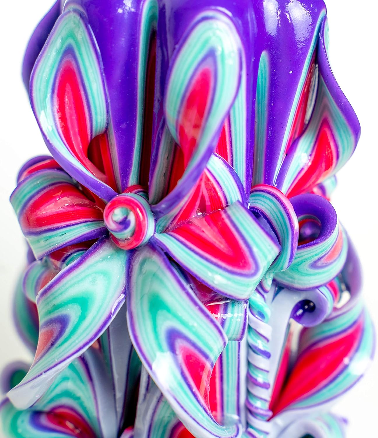 Carved Candle Artisan, Handcrafted Decorative Dipped, Home Decor, Fancy Unique Birthday Gift, New Year, Large, Thanksgiving, Christmas, Gift for mom, Brown White, Winter 6"