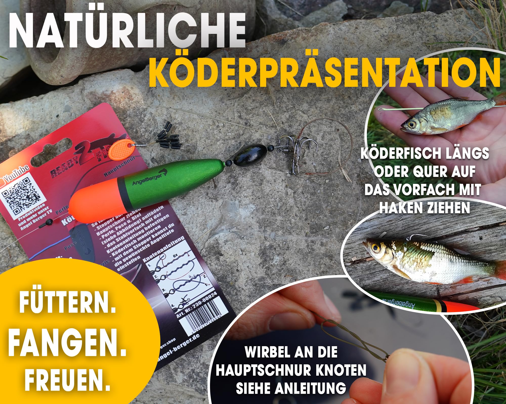 Angel-Berger Hecht Posen Set Köderfischmontage Ready2Fish Angelset Hecht