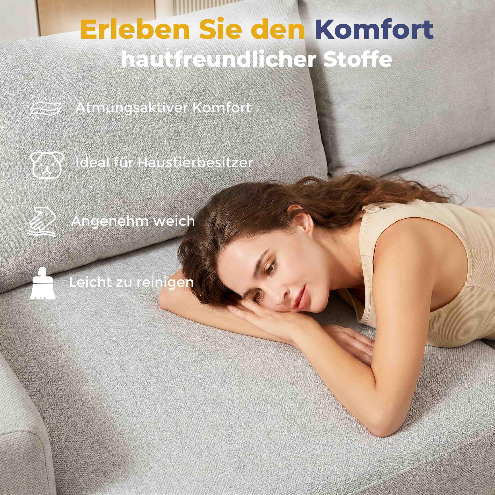 Garvee Modulares Sektionalsofa 274 cm, Wolkencouch mit Rechter Chaiselongue, Komprimiertes L-förmiges Sofa für Wohnzimmer, Boneless Couch Design, Keine Montage erforderlich, Beige