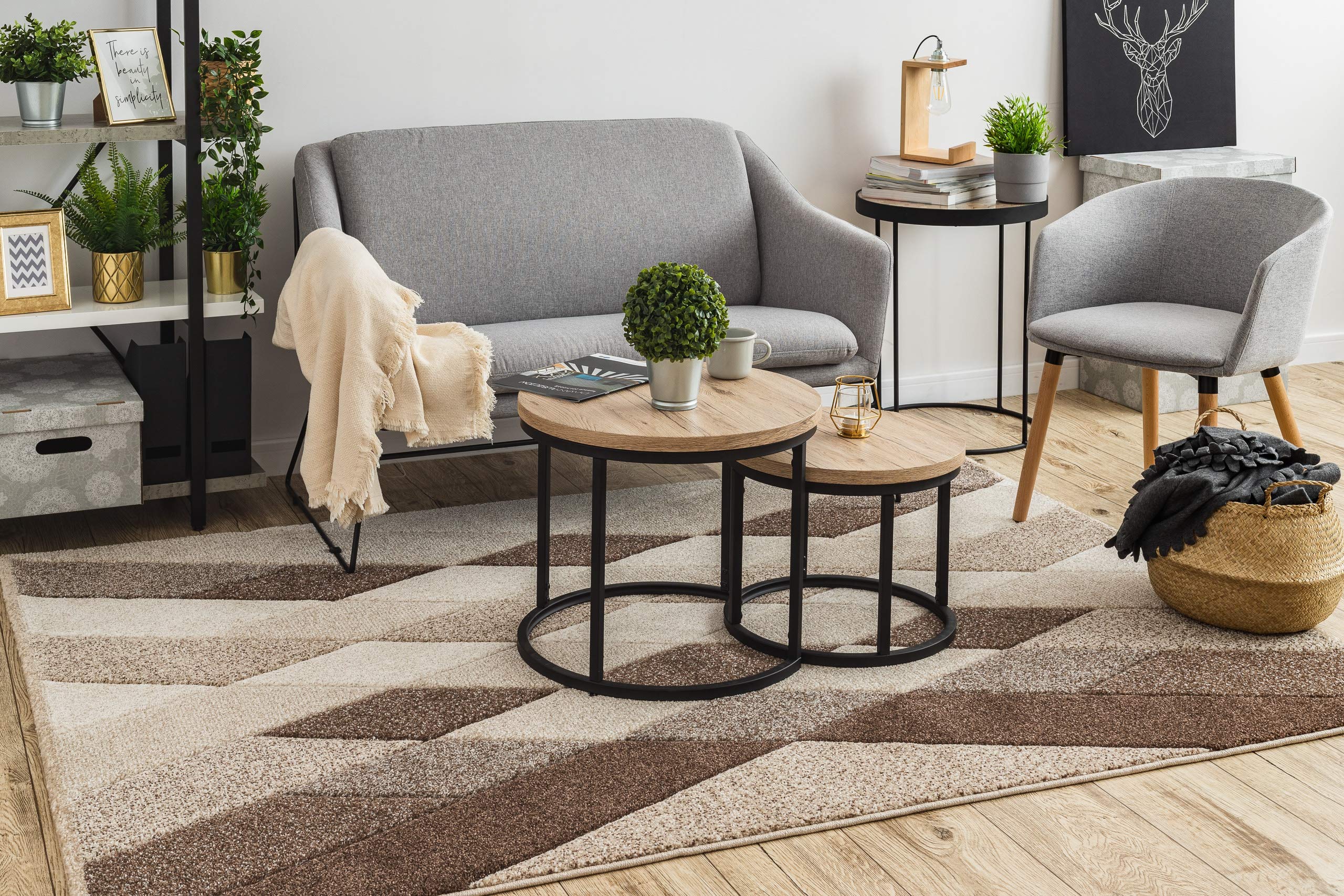 Tapis Feel losanges aux nuances de beige et marron moderne 180x270