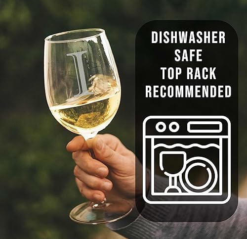 Miniatura 3 de Copa de vino con monograma grabado de 16 onzas (letra I)  Regalos personalizados de la A a la Z para mujeres, regalos de vino personalizados para