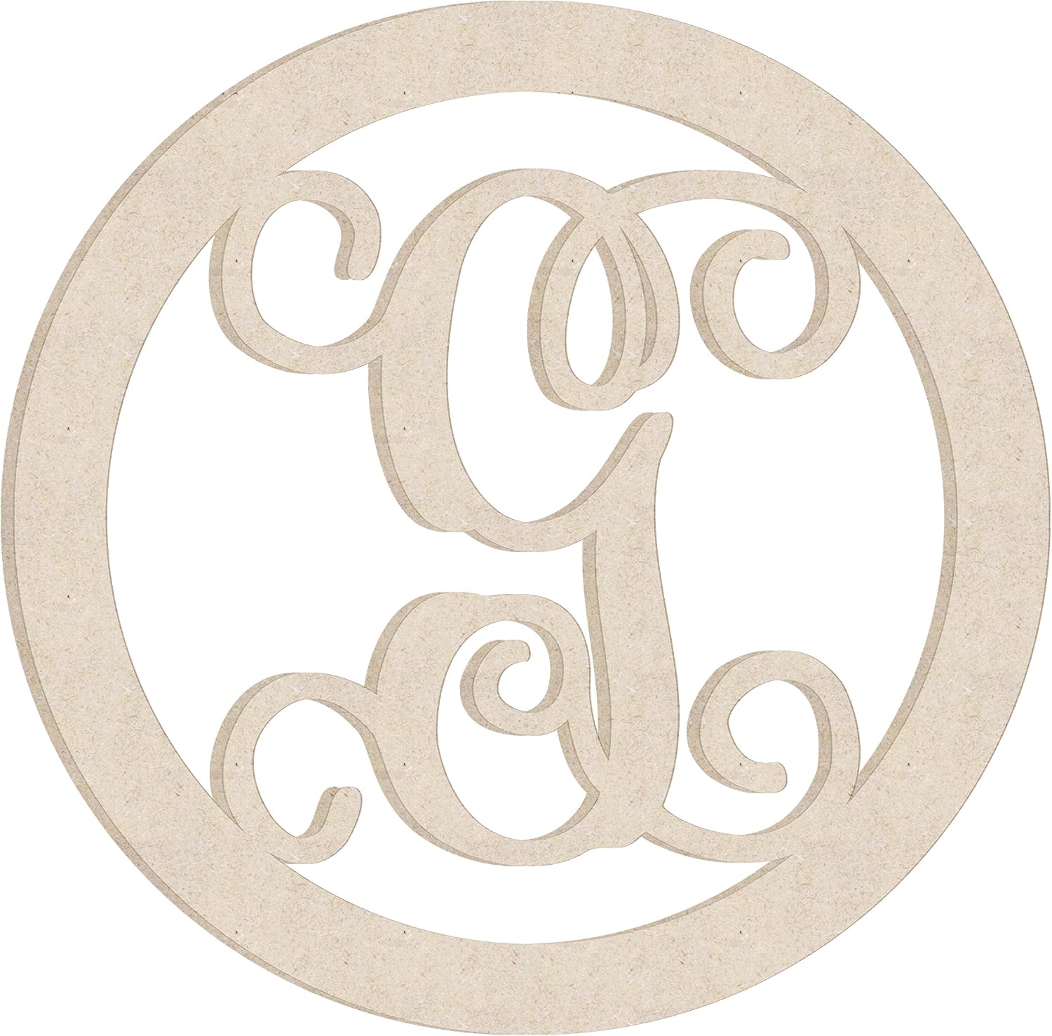22" Circle Vine Unfinished Wood Letter Monogram A (Sizes 12"-30")