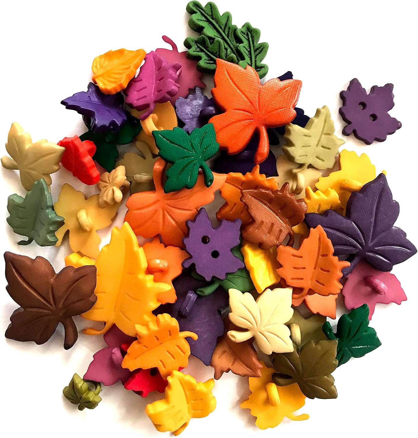 Buttons Galore & More Autumn Leaves Buttons for Crafts & Sewing – 100 Piece Assortment of Fall Leaf Buttons & Embellishments – Shank, Sew Through & Flat Back Buttons for DIY Crafts