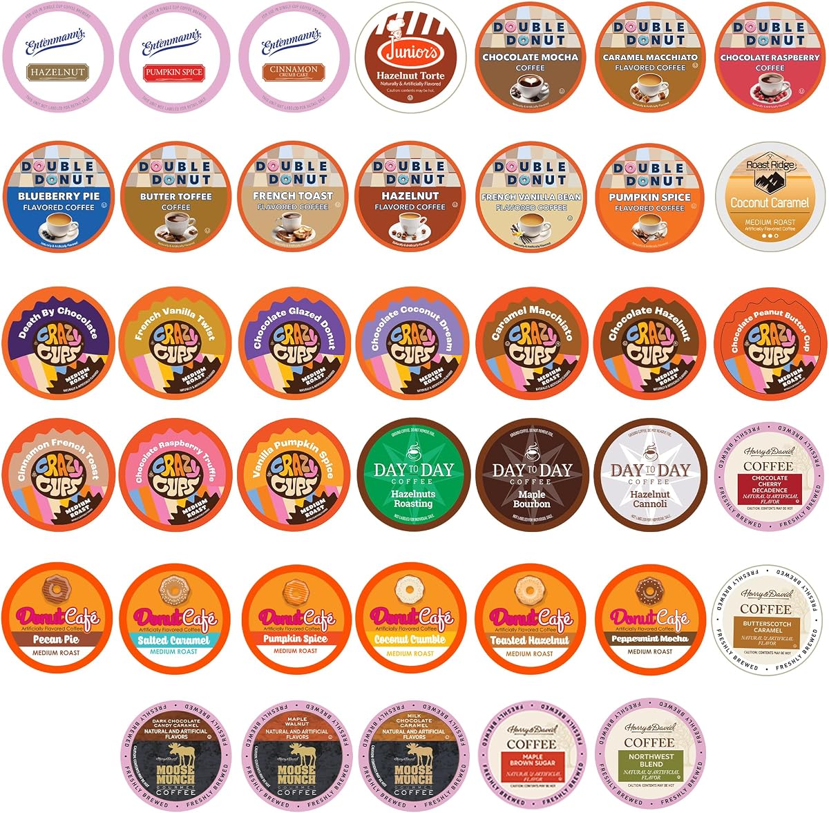 Crazy Cups Flavored Coffee Pods Variety Pack for Keurig K Cups Brewers, Assorted Flavored Coffee Sampler, 40 Count