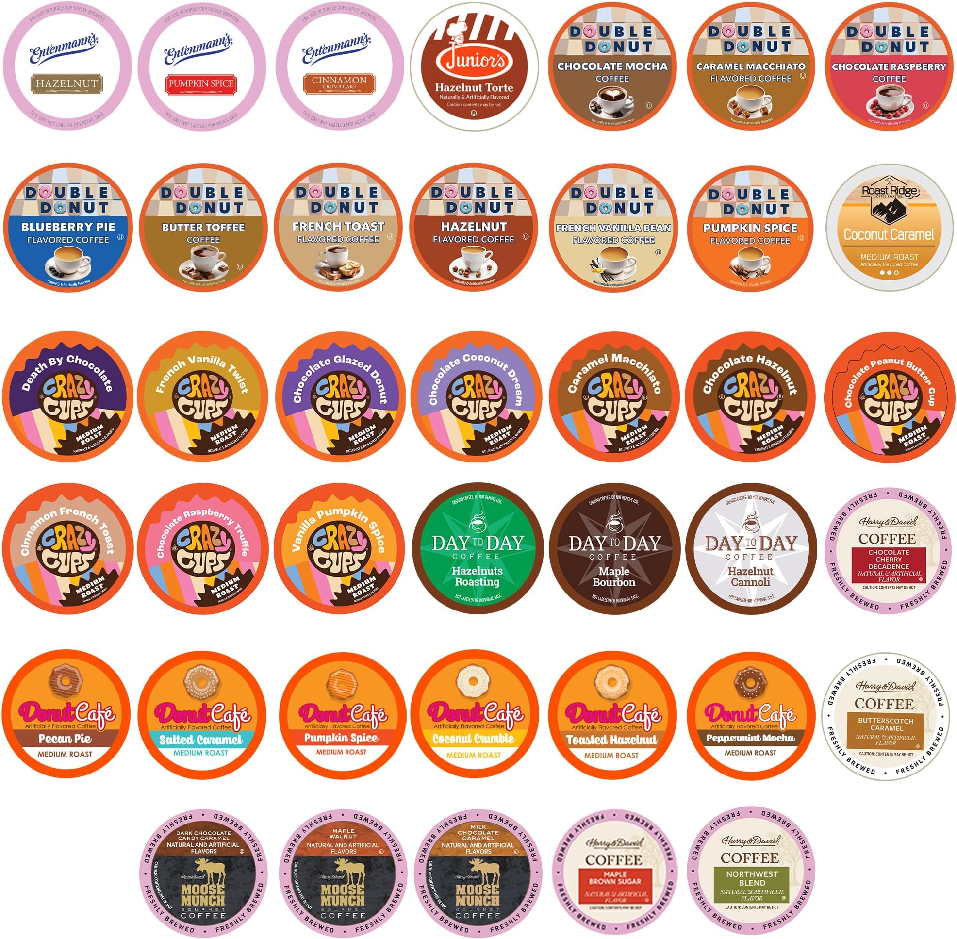 Crazy Cups Flavored Coffee Pods Variety Pack for Keurig K Cups Brewers, Assorted Flavored Coffee Sampler, 40 Count