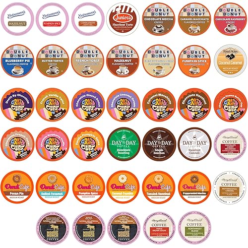 Crazy Cups Flavored Coffee Pods Variety Pack for Keurig K Cups Brewers, Assorted Flavored Coffee Sampler, 40 Count